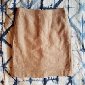 J CREW Tan Wool Pencil Skirt Sz 6